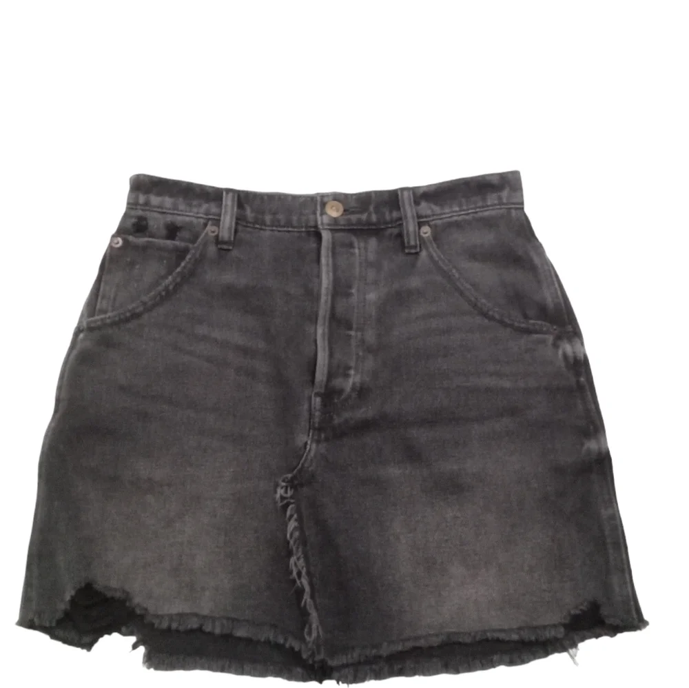 Free People We The Free Women's Distressed Black Cutoff Mini Skirt Size 28